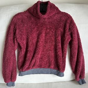 No Comment Girls Burgundy Fleece Sherpa Sweater Size M (10-12)